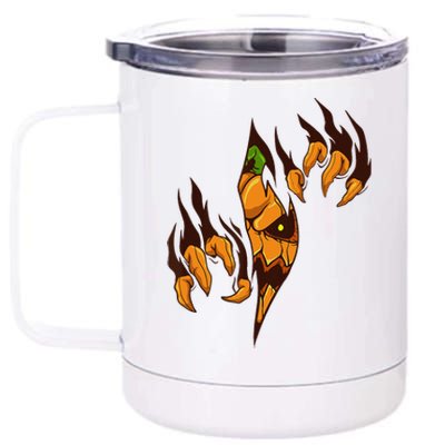 Evil Halloween Pumpkin Jack O Lantern Inside 12 oz Stainless Steel Tumbler Cup