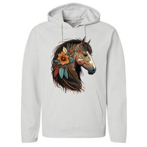 Equestrian Horse Portrait Western Cow Horseback Riding Performance Fleece Hoodie