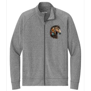 Equestrian Horse Portrait Western Cow Horseback Riding Stretch Full-Zip Cadet Jacket