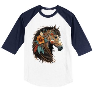 Equestrian Horse Portrait Western Cow Horseback Riding Baseball Sleeve Shirt