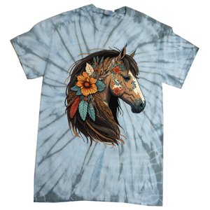 Equestrian Horse Portrait Western Cow Horseback Riding Tie-Dye T-Shirt