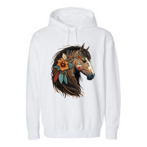 Equestrian Horse Portrait Western Cow Horseback Riding Garment-Dyed Fleece Hoodie