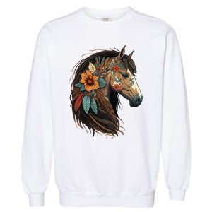 Equestrian Horse Portrait Western Cow Horseback Riding Garment-Dyed Sweatshirt