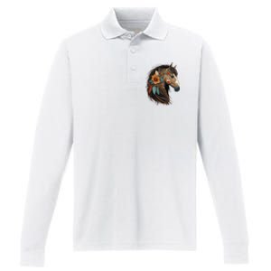 Equestrian Horse Portrait Western Cow Horseback Riding Performance Long Sleeve Polo