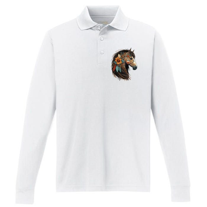 Equestrian Horse Portrait Western Cow Horseback Riding Performance Long Sleeve Polo