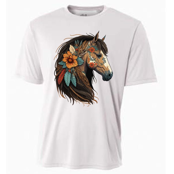 Equestrian Horse Portrait Western Cow Horseback Riding Cooling Performance Crew T-Shirt