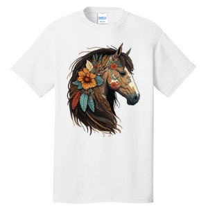 Equestrian Horse Portrait Western Cow Horseback Riding Tall T-Shirt