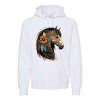 Equestrian Horse Portrait Western Cow Horseback Riding Premium Hoodie