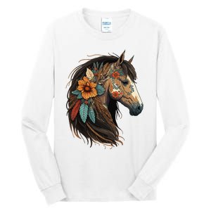 Equestrian Horse Portrait Western Cow Horseback Riding Tall Long Sleeve T-Shirt