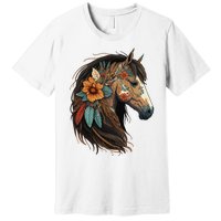 Equestrian Horse Portrait Western Cow Horseback Riding Premium T-Shirt