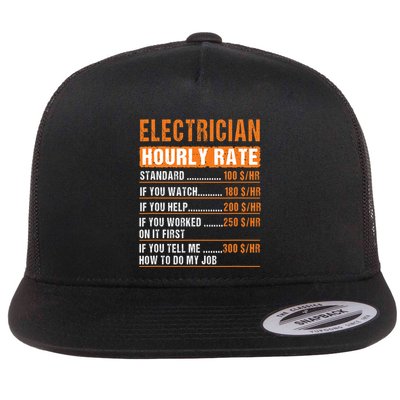 Electrician Hourly Rate Funny Electricians Flat Bill Trucker Hat