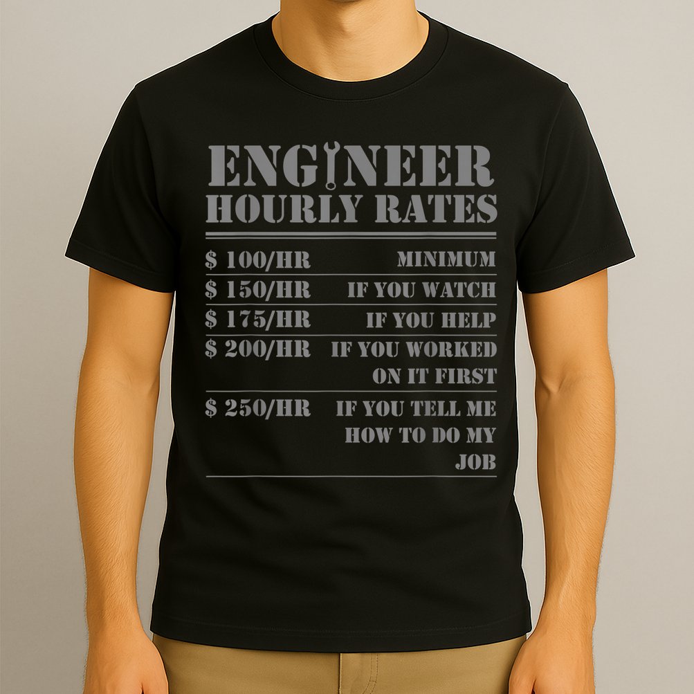 Engineer Hourly Rate Funny Engineering Mechanical Civil Gift T-Shirt