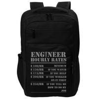 Engineer Hourly Rate Funny Engineering Mechanical Civil Gift Impact Tech Backpack