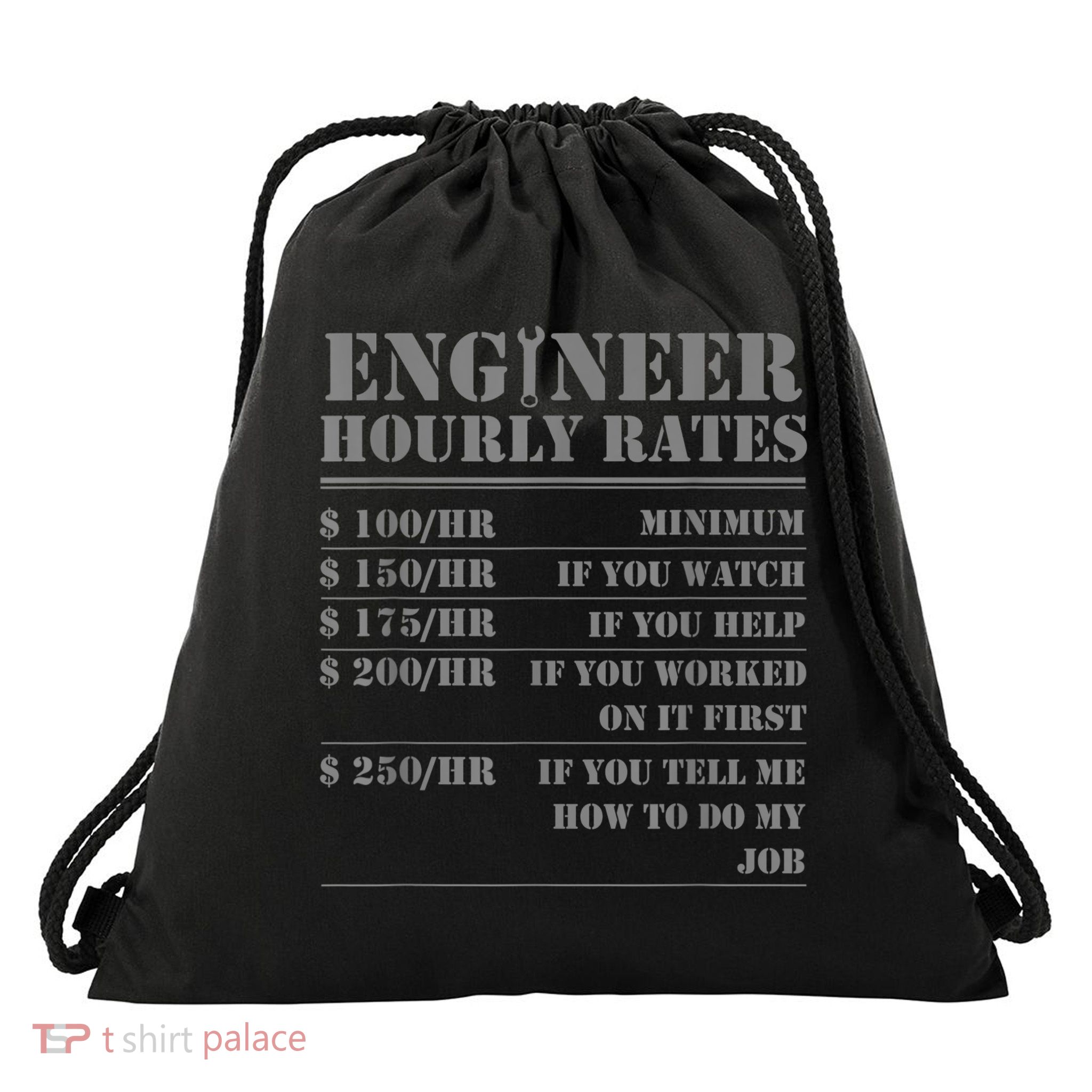 Engineer Hourly Rate Funny Engineering Mechanical Civil Gift Drawstring Bag