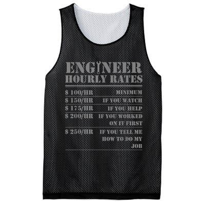 Engineer Hourly Rate Funny Engineering Mechanical Civil Gift Mesh Reversible Basketball Jersey Tank