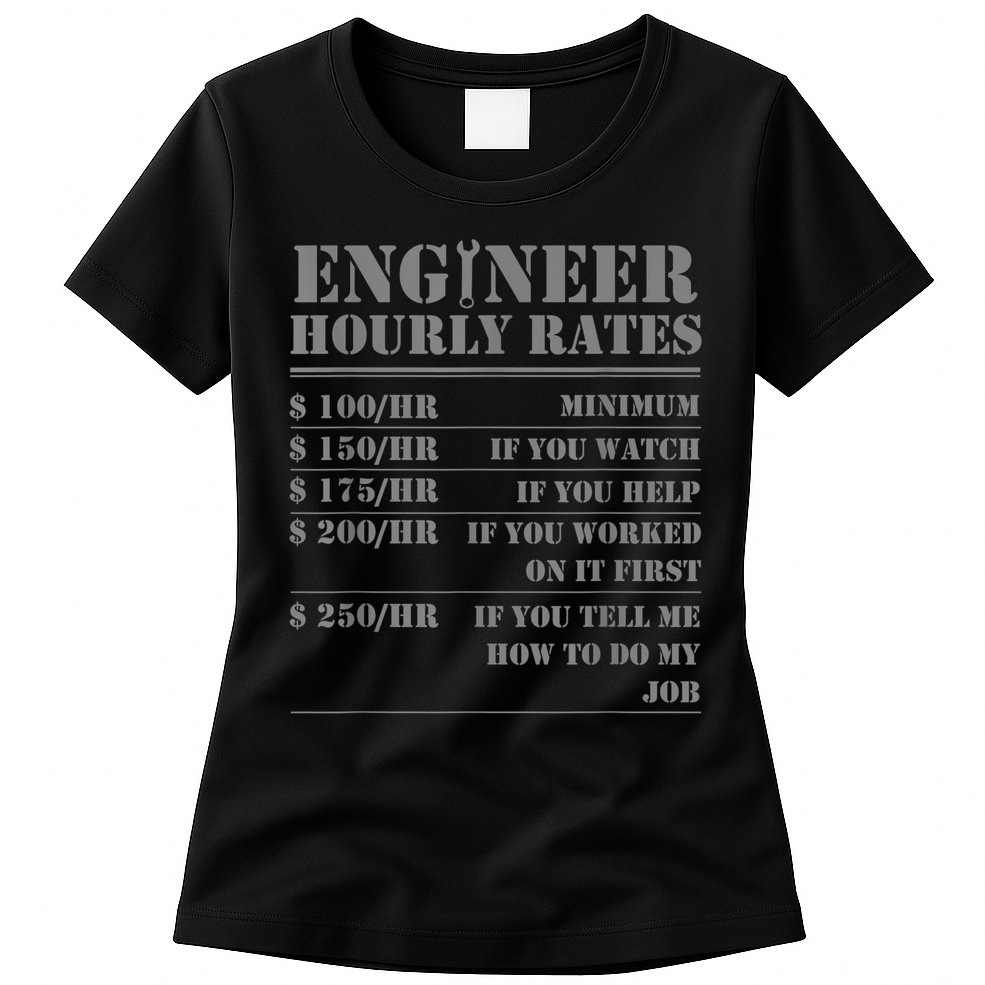 Engineer Hourly Rate Funny Engineering Mechanical Civil Gift Womens T-Shirt