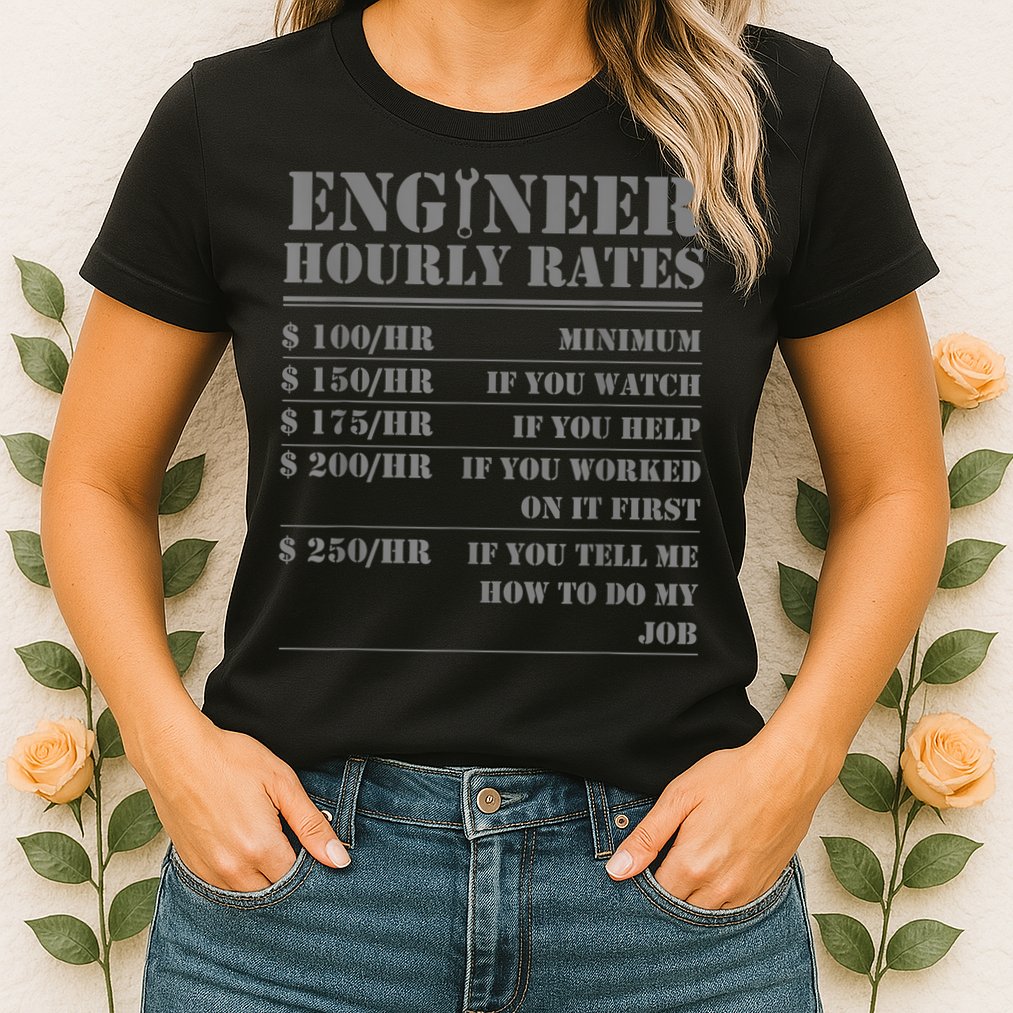 Engineer Hourly Rate Funny Engineering Mechanical Civil Gift Womens T-Shirt