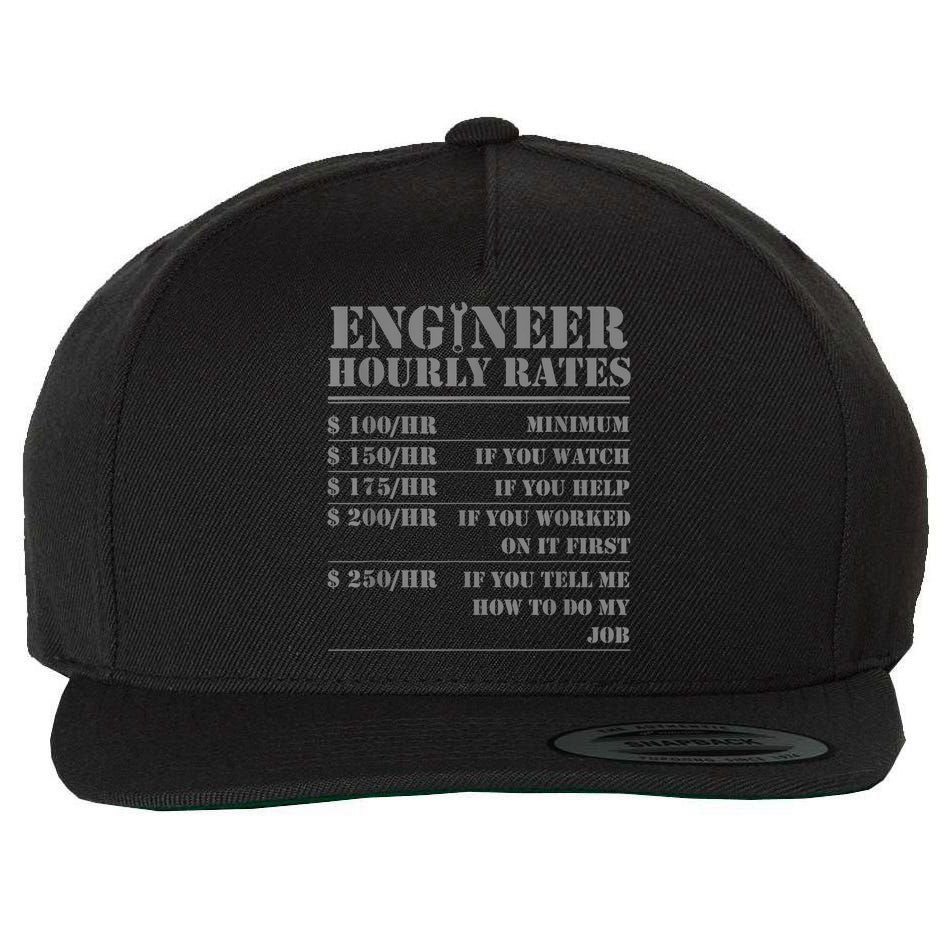 Engineer Hourly Rate Funny Engineering Mechanical Civil Gift Wool Snapback Cap