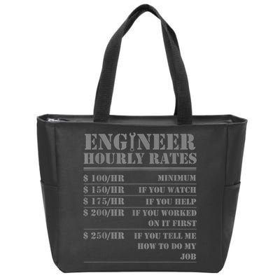 Engineer Hourly Rate Funny Engineering Mechanical Civil Gift Zip Tote Bag
