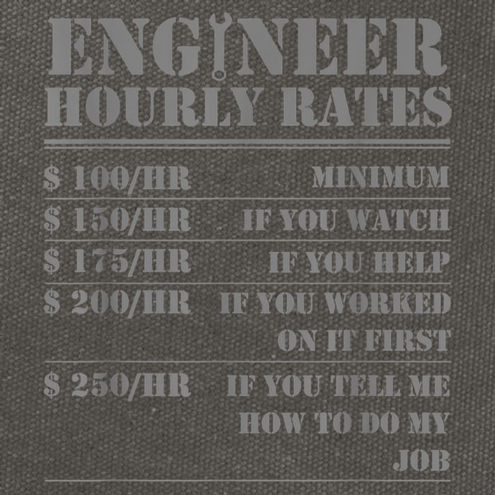 Engineer Hourly Rate Funny Engineering Mechanical Civil Gift Cotton Canvas Backpack