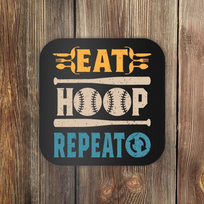 Eat Hoop Repeat Funny Baseball Coaster