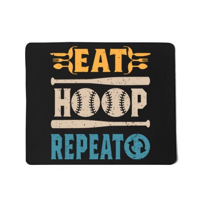 Eat Hoop Repeat Funny Baseball Mousepad