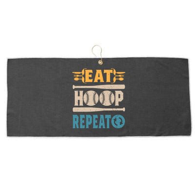 Eat Hoop Repeat Funny Baseball Large Microfiber Waffle Golf Towel