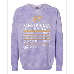 Electrician Hourly Rate Funny Colorblast Crewneck Sweatshirt