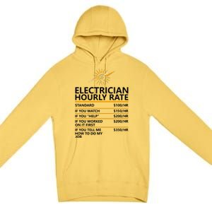 Electrician Hourly Rate Funny Premium Pullover Hoodie