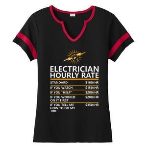 Electrician Hourly Rate Funny Ladies Halftime Notch Neck Tee