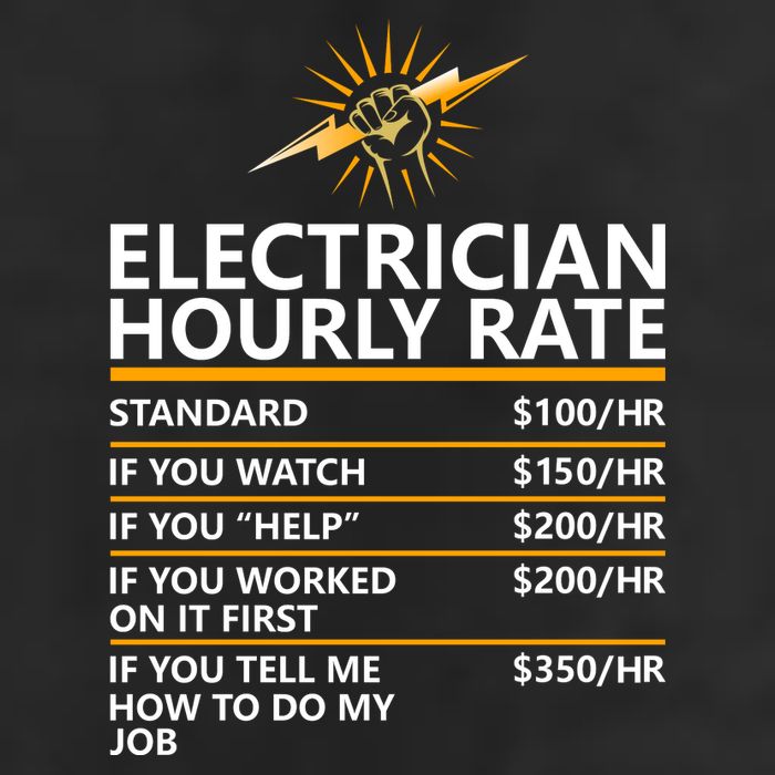 Electrician Hourly Rate Funny 7 Panel Mesh Trucker Snapback Hat