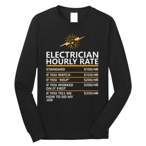 Electrician Hourly Rate Funny Long Sleeve Shirt