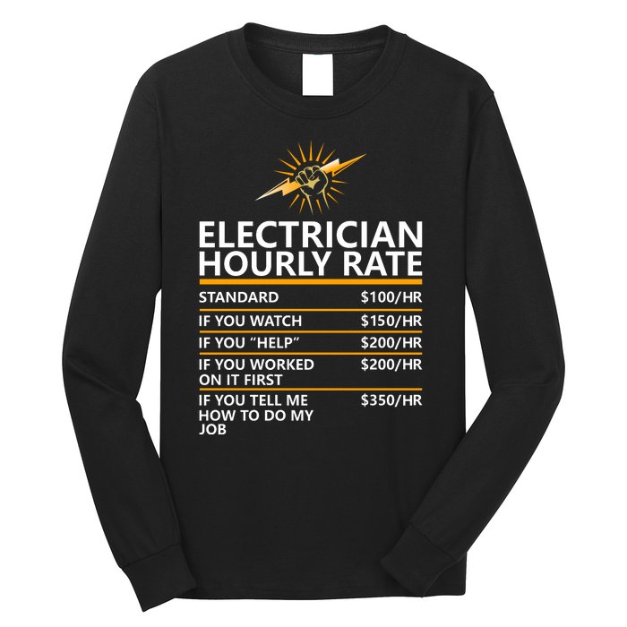 Electrician Hourly Rate Funny Long Sleeve Shirt