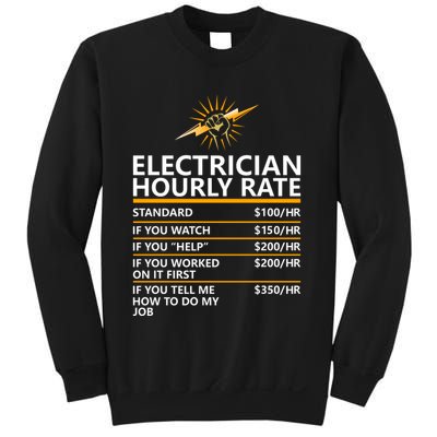 Electrician Hourly Rate Funny Sweatshirt