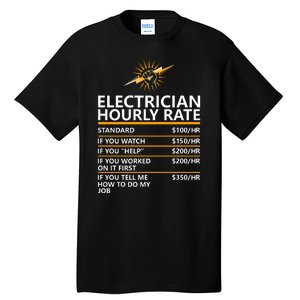 Electrician Hourly Rate Funny Tall T-Shirt