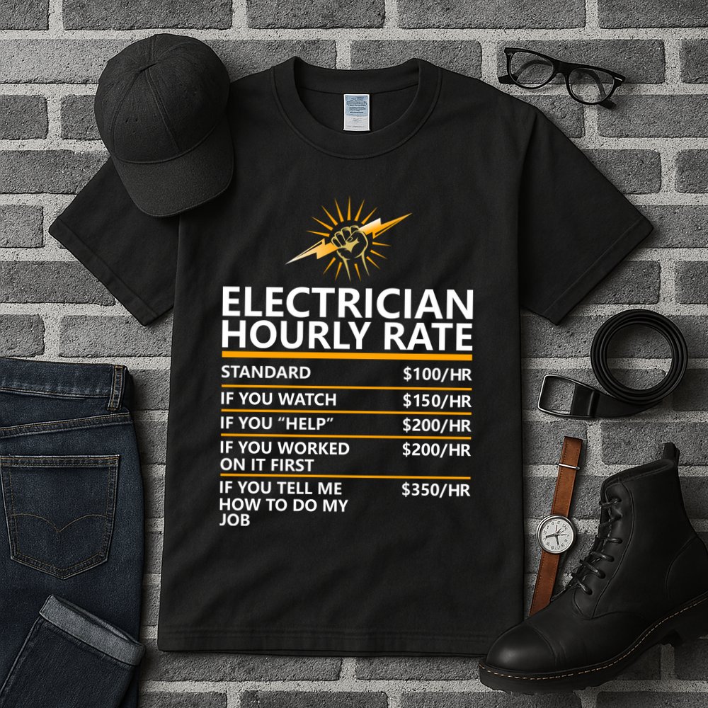 Electrician Hourly Rate Funny Tall T-Shirt