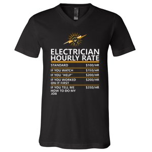 Electrician Hourly Rate Funny V-Neck T-Shirt