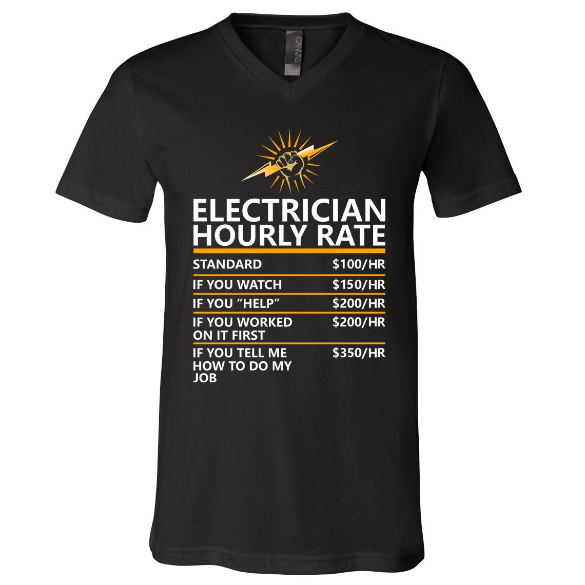 Electrician Hourly Rate Funny V-Neck T-Shirt