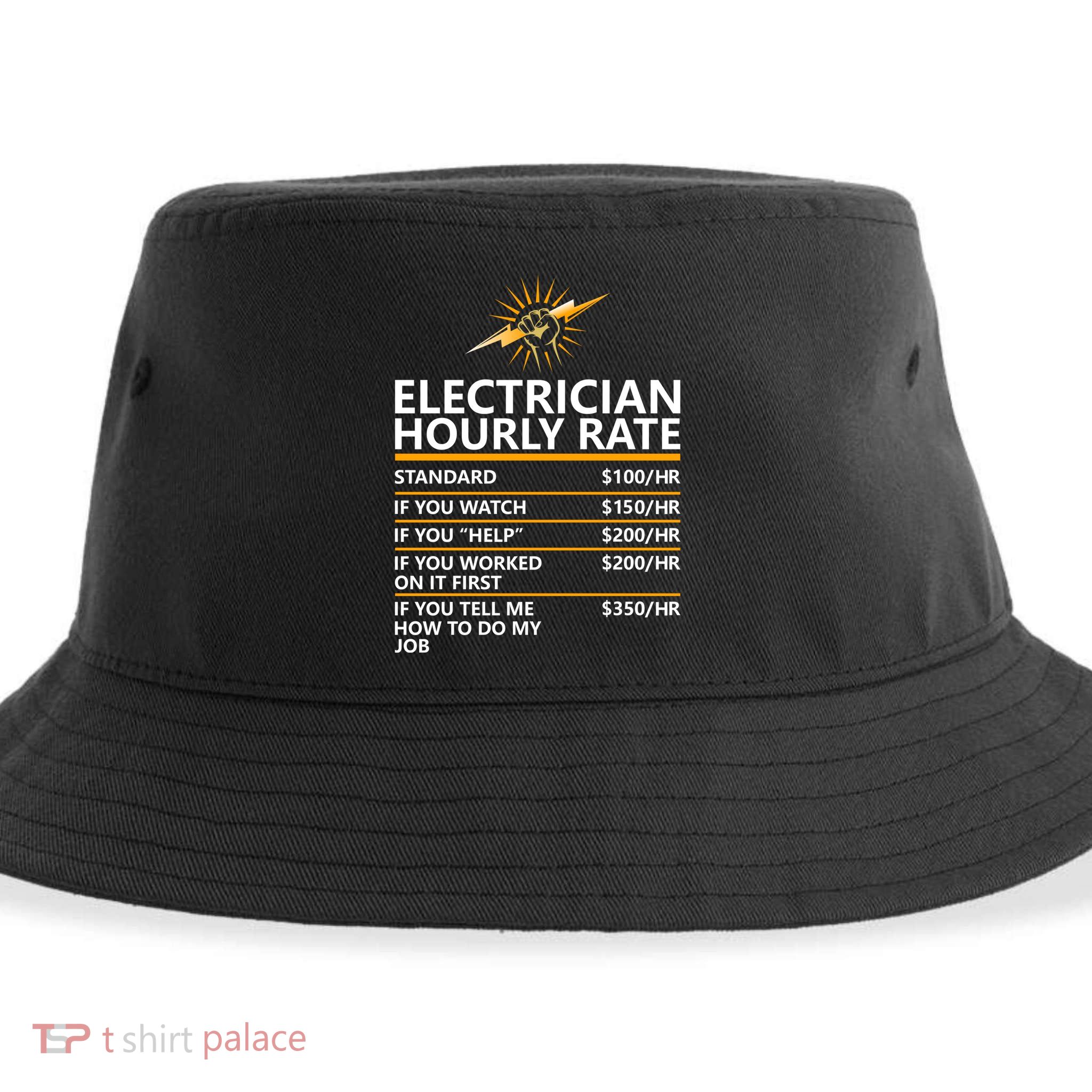 Electrician Hourly Rate Funny Sustainable Bucket Hat