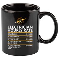 Electrician Hourly Rate Funny 11oz C Handle Ceramic Mug