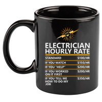 Electrician Hourly Rate Funny 11oz C Handle Ceramic Mug