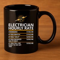 Electrician Hourly Rate Funny 11oz C Handle Ceramic Mug