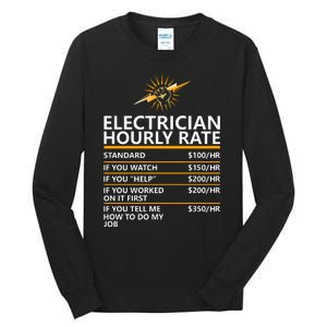 Electrician Hourly Rate Funny Tall Long Sleeve T-Shirt