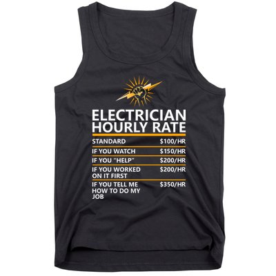 Electrician Hourly Rate Funny Tank Top