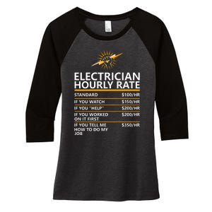 Electrician Hourly Rate Funny Women's Tri-Blend 3/4-Sleeve Raglan Shirt