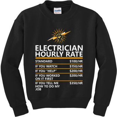 Electrician Hourly Rate Funny Kids Sweatshirt