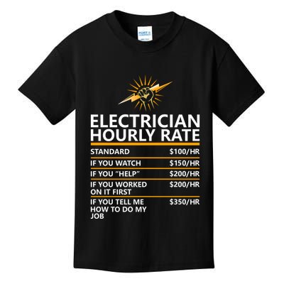 Electrician Hourly Rate Funny Kids T-Shirt
