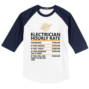 Electrician Hourly Rate Funny Baseball Sleeve Shirt