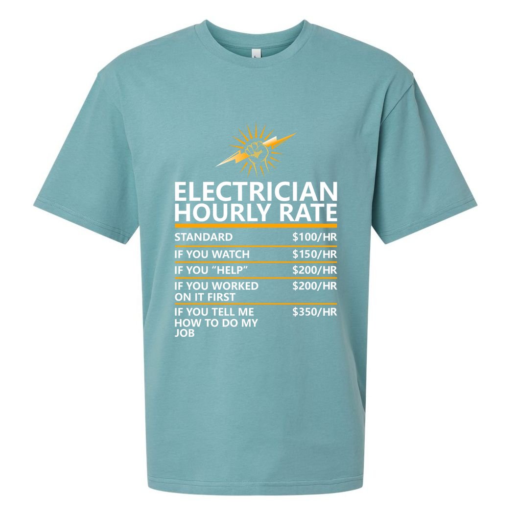 Electrician Hourly Rate Funny Sueded Cloud Jersey T-Shirt