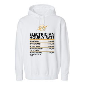 Electrician Hourly Rate Funny Garment-Dyed Fleece Hoodie